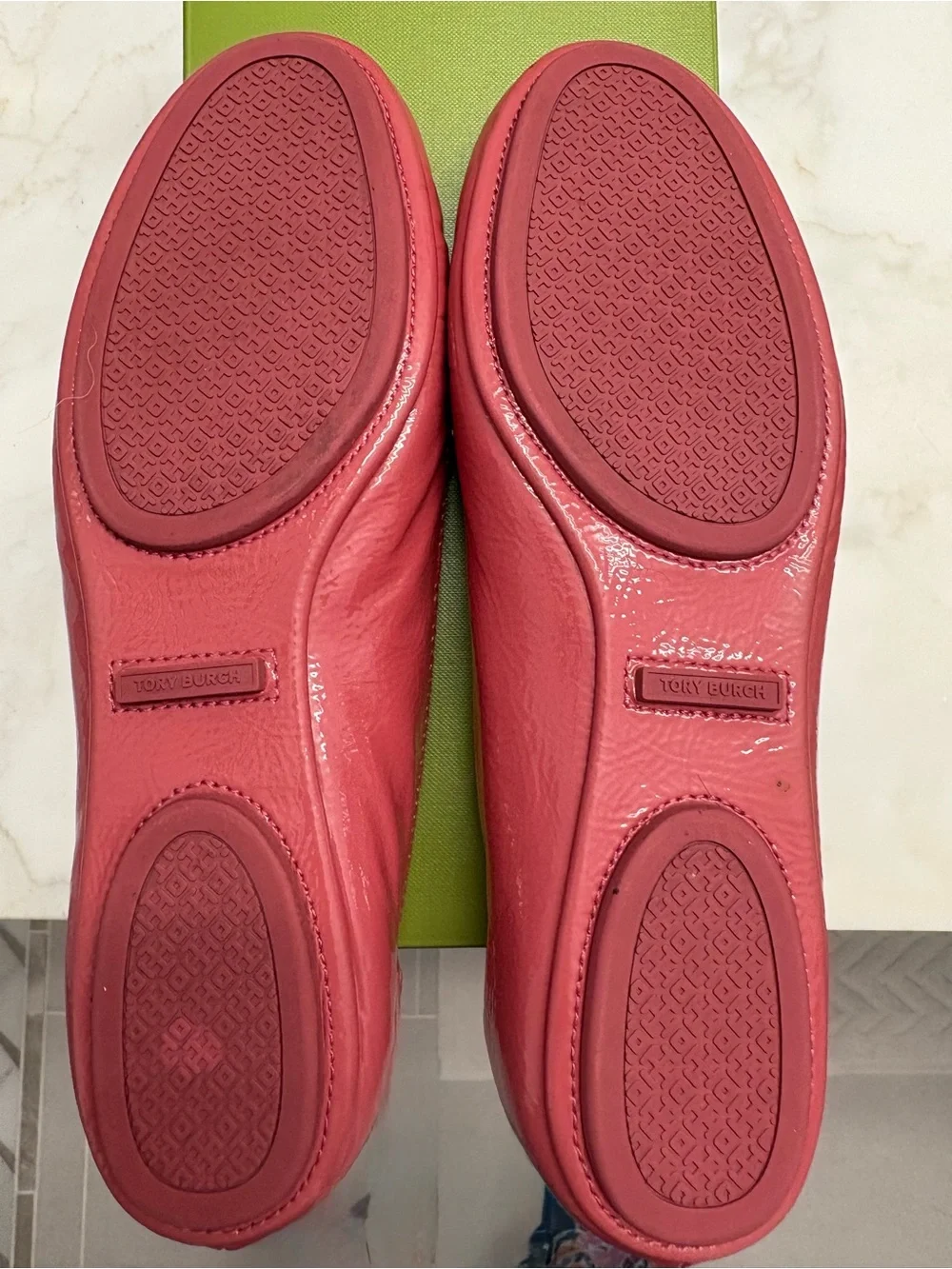 Tory Burch Minnie Travel Ballet Leather Logo Ballet Flats